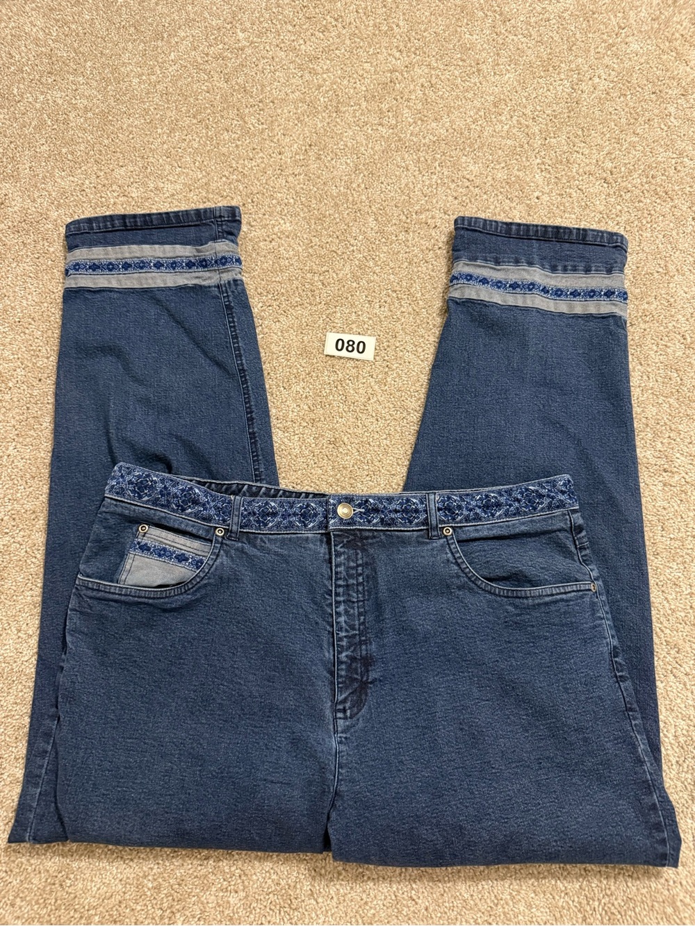 Talbots Women’s Size 18 Blue Stretch Jeans Embroidered